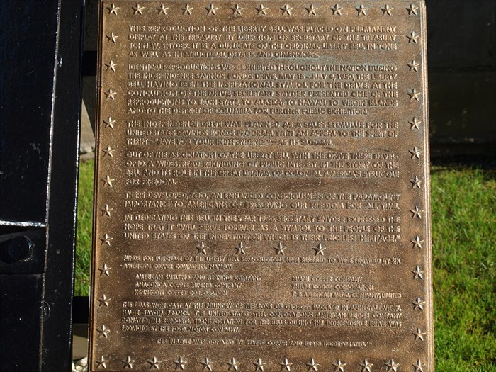 Alaska Liberty Bell replica plaque