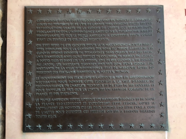 Annecy Liberty Bell Replica plaque